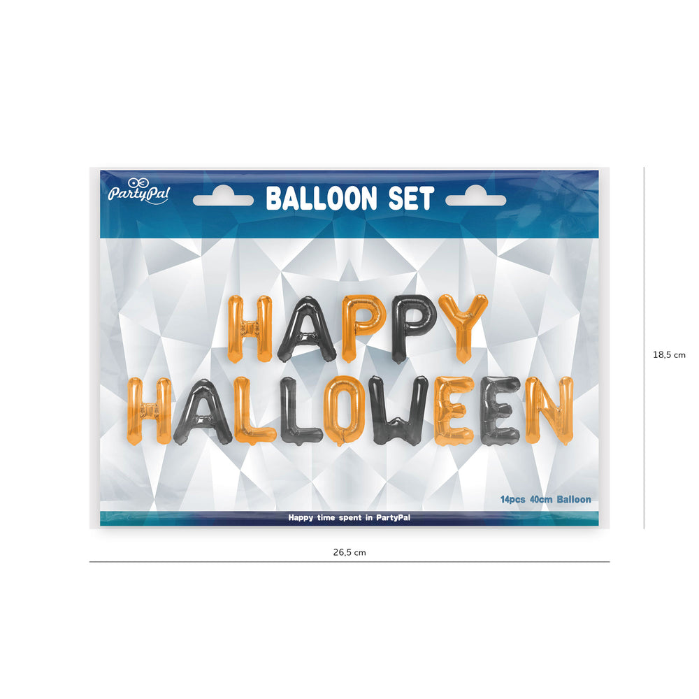 Balony foliowe napis Happy Halloween czarno-pomarańczowe opakowanie