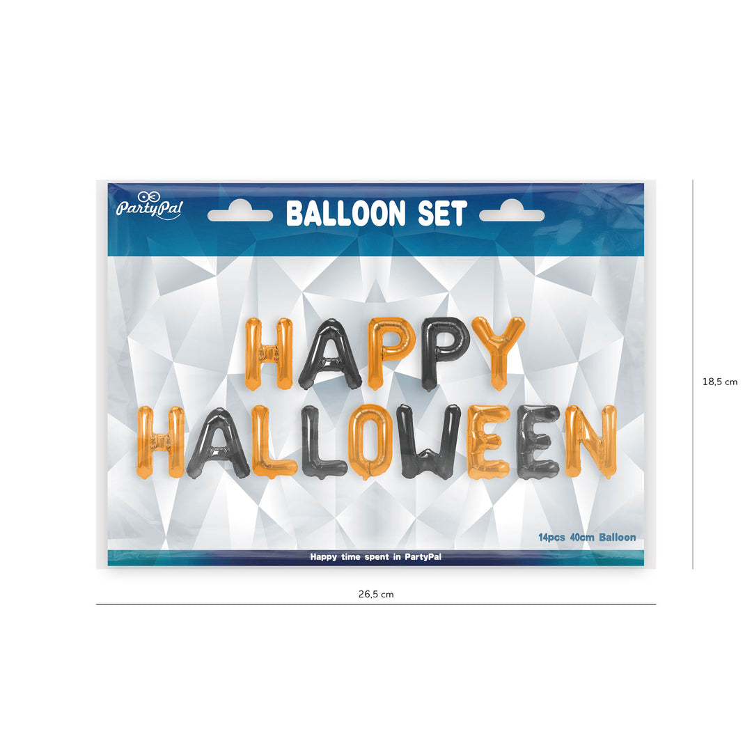 Balony foliowe napis Happy Halloween czarno-pomarańczowe opakowanie