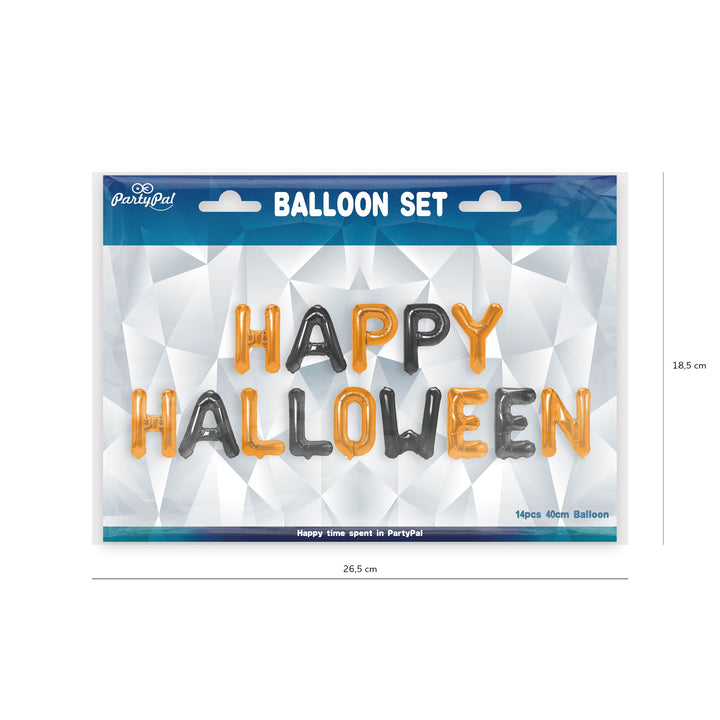 Balony foliowe napis Happy Halloween czarno-pomarańczowe opakowanie