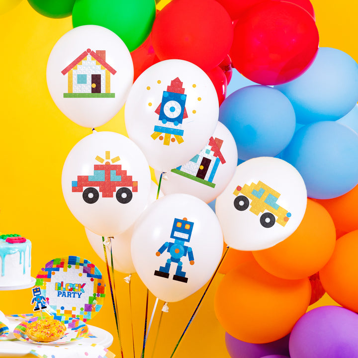Balony biodegradowalne z kolekcji Klocki - zdjęcie kompozycyjne.