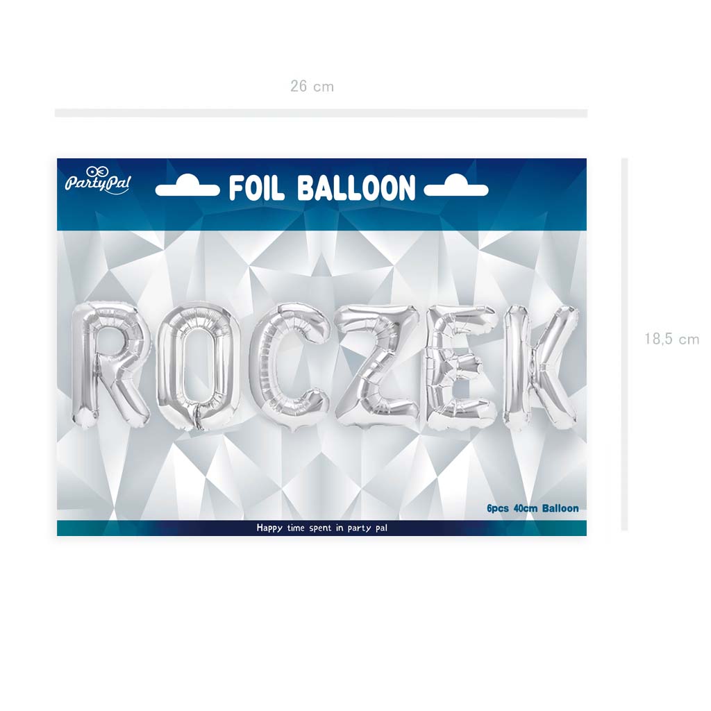 Balon foliowy napis ROCZEK srebrny