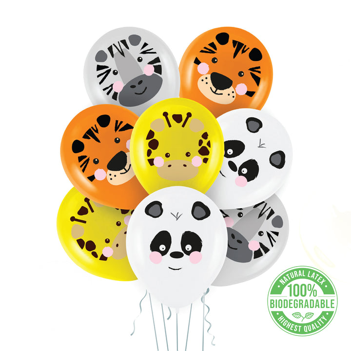 Balony biodegradowalne Zwierzątka Wild Animals mix 12cali 8szt
