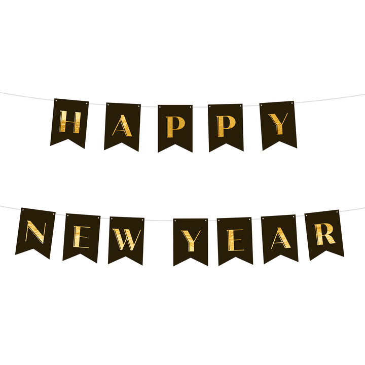 Baner Happy New Year czarny 250cm