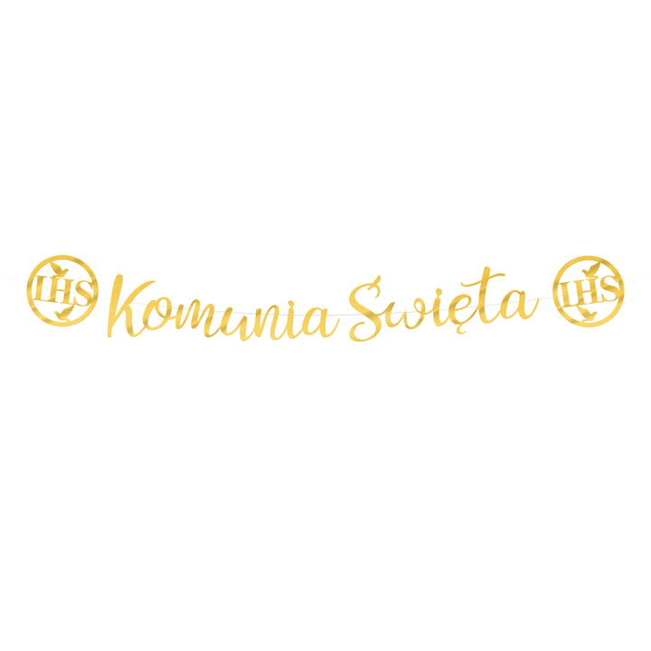 Baner komunijny Komunia Święta IHS złoty 150cm
