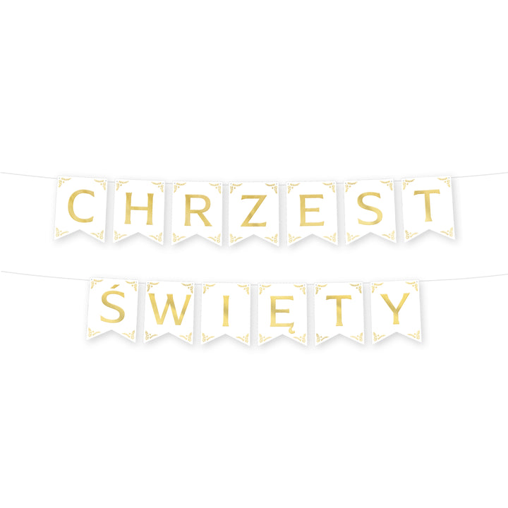 Baner Chrzest Święty biało-złoty 160cm