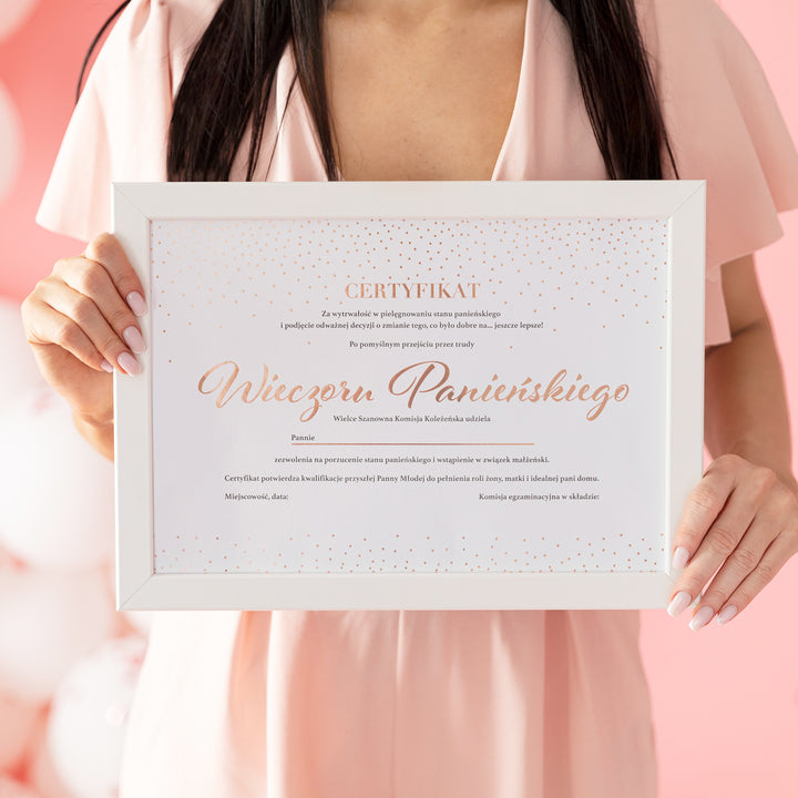 Certyfikat Wieczór Panieński rose gold