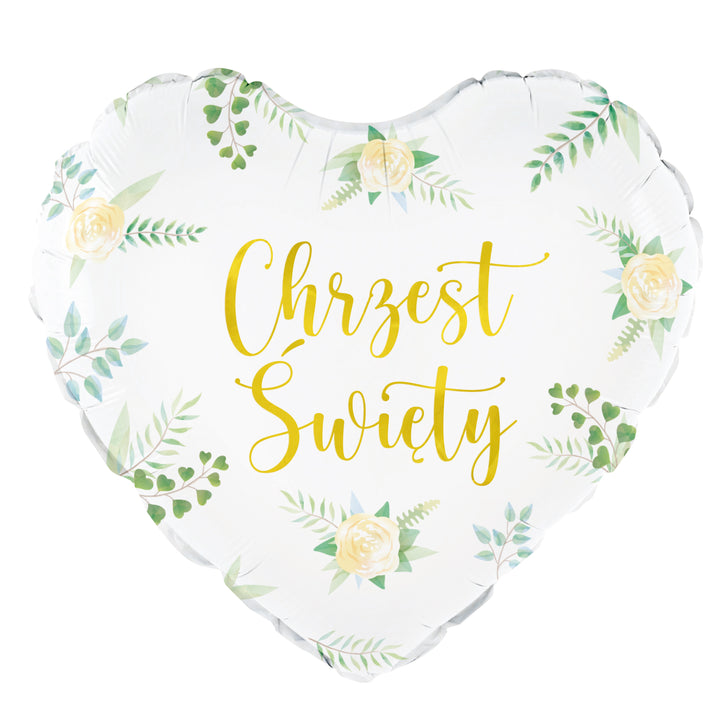 Balon foliowy serce Chrzest Święty 45cm