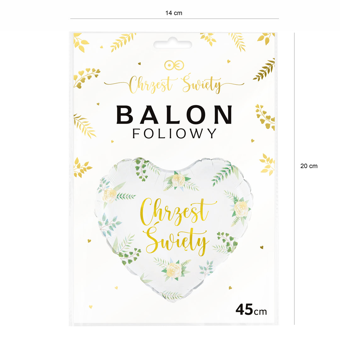 Balon foliowy serce Chrzest Święty 45cm