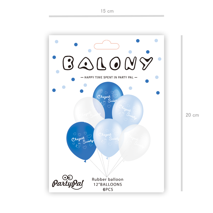 Balony na Chrzest Święty niebieskie 12cali 6szt.