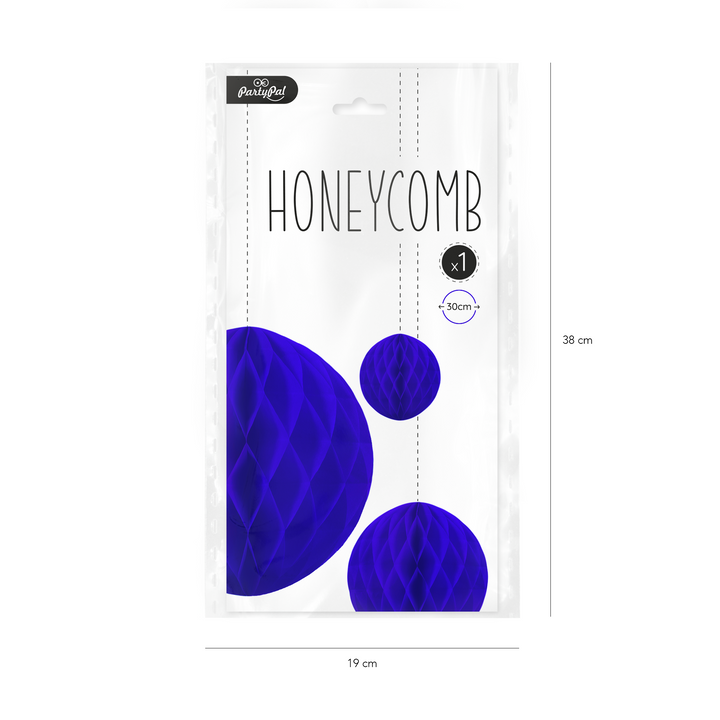 Honeycomb bibułowy, indygo, 30 cm