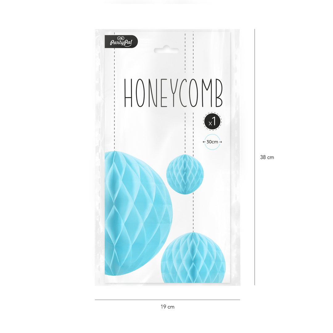 Honeycomb bibułowy, błękitny, 30 cm