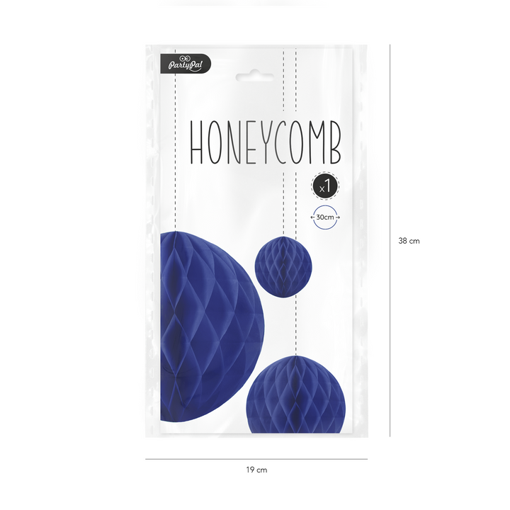 Honeycomb bibułowy, granatowy, 30 cm