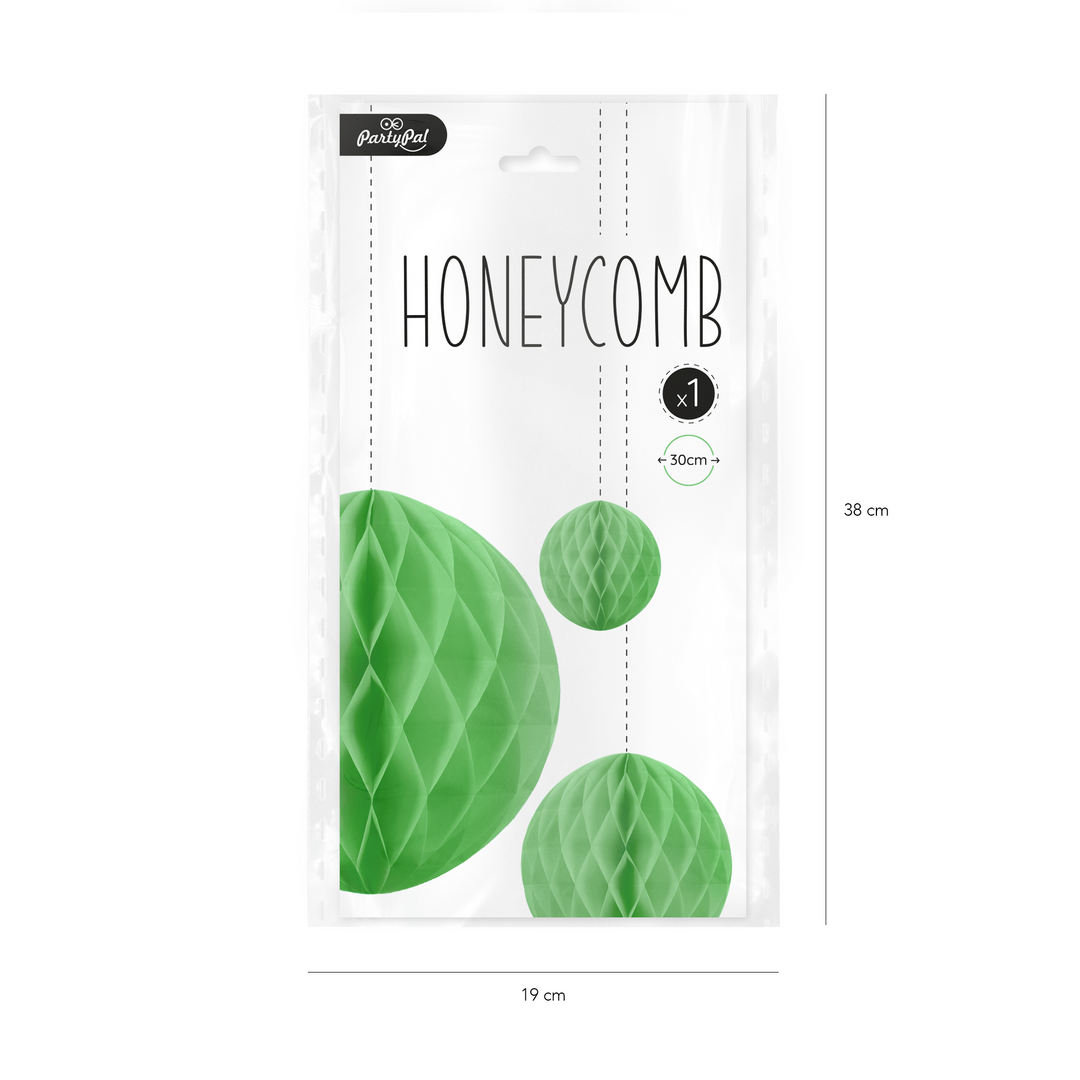Honeycomb bibułowy, zielony, 30 cm