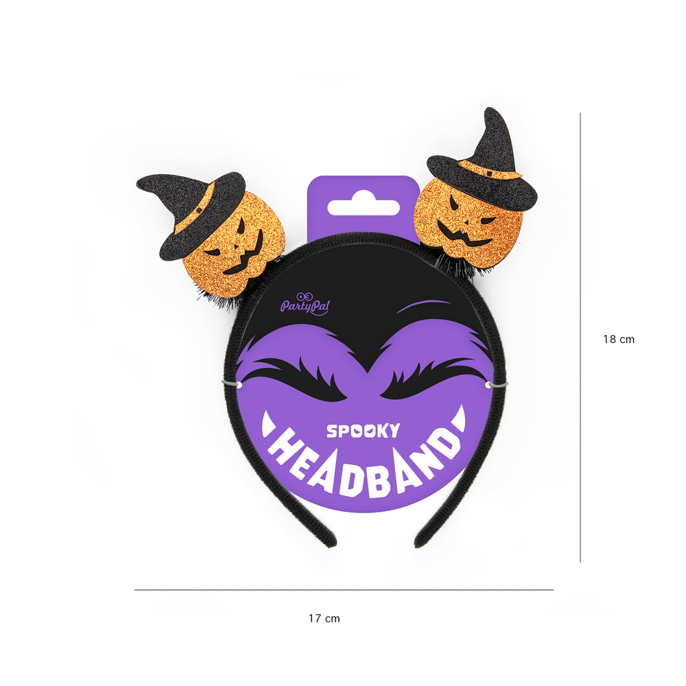 Opaska na głowę  Halloween Dynie - opakowanie z wymiarami