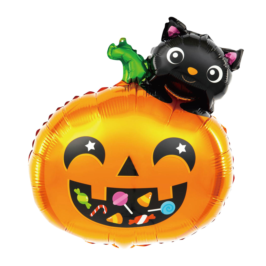 Balon foliowy Dynia z kotem Halloween