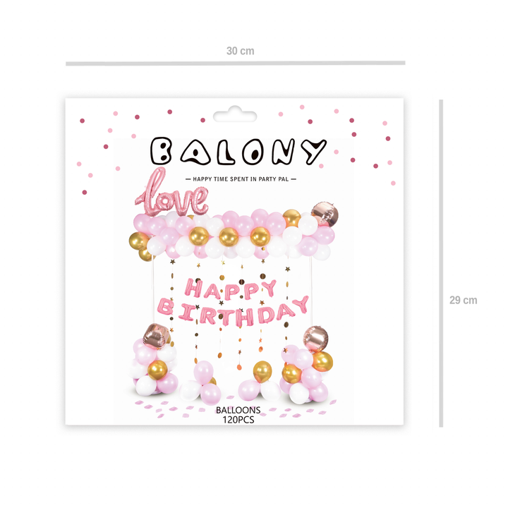 Zestaw balonów Happy Birthday rose gold 120szt