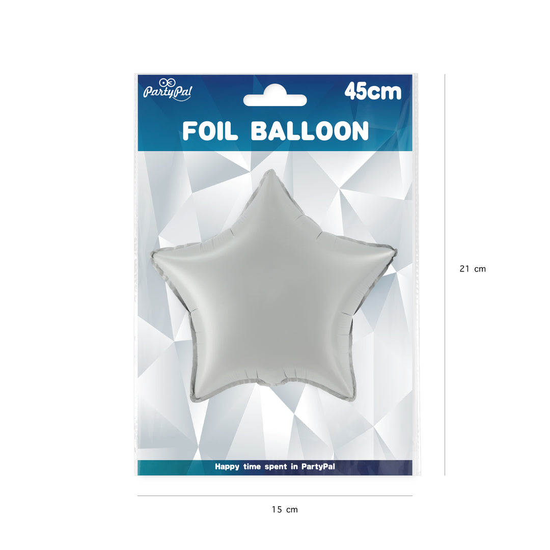 Balon foliowy Gwiazda matowy srebrny 18cali