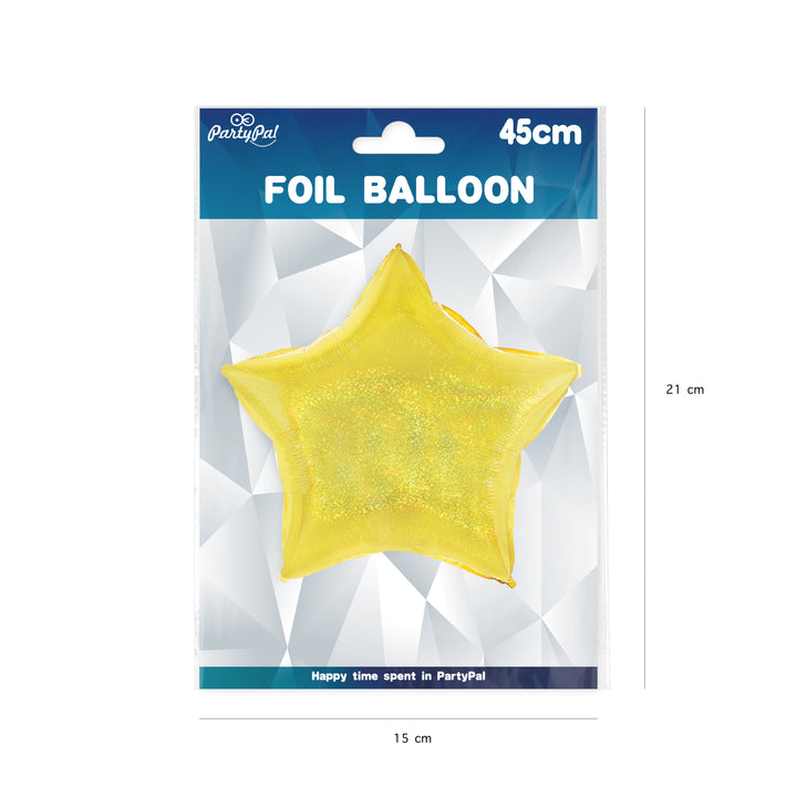 Balon foliowy Gwiazda holograficzny złoty 18cali