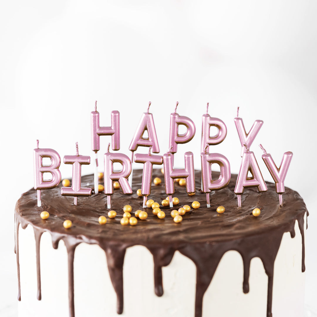 Świeczki rose gold Happy Birthday