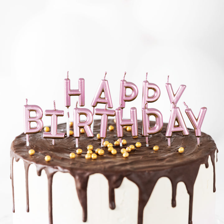 Świeczki rose gold Happy Birthday