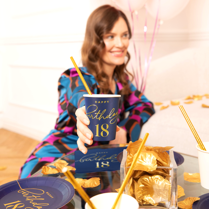 Kubek Happy Birthday 18 granatowy 220ml 6szt.