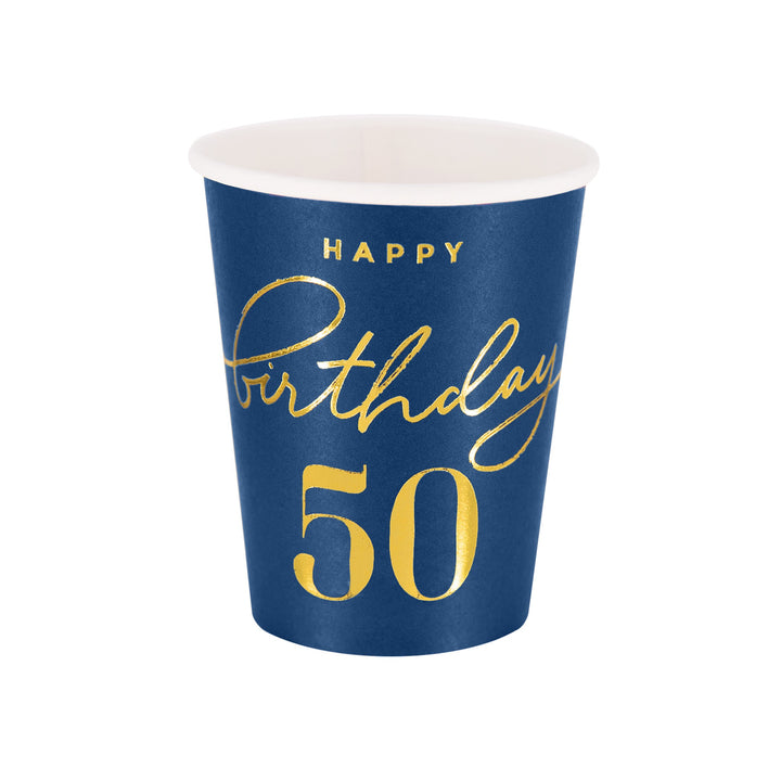 Kubek Happy Birthday 50 granatowy 220ml 6szt.