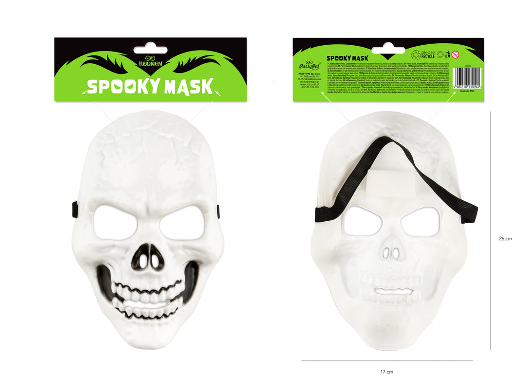 Maska Halloween Czaszka biała 26x17cm opakowanie