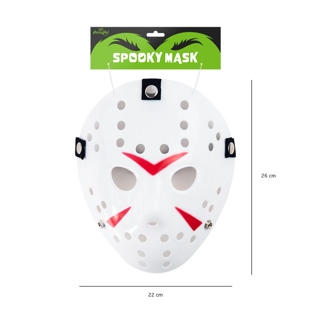 Maska Halloween Piątek 13 biała z etykietą