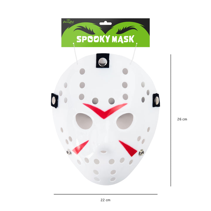 Maska Halloween Piątek 13 biała z etykietą