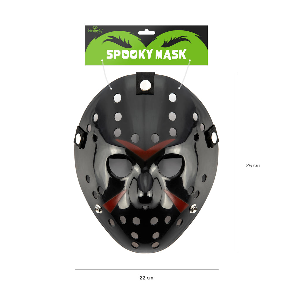 Maska Halloween Piątek 13 czarna z etykietą