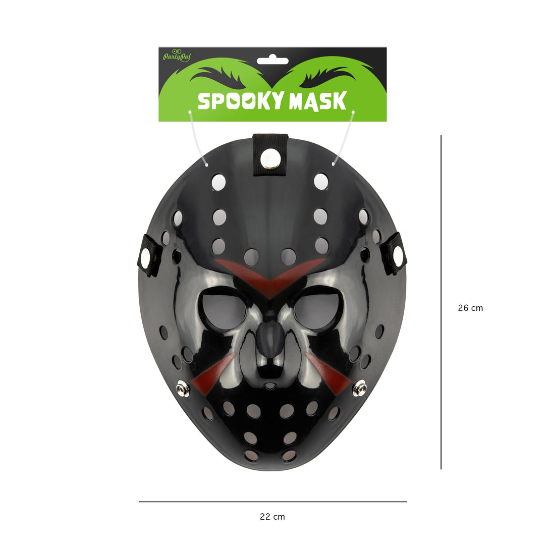 Maska Halloween Piątek 13 czarna z etykietą