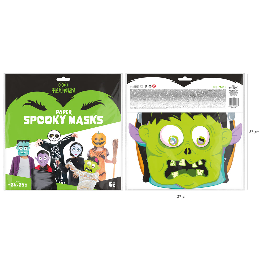 Maski papierowe Halloween Monsters opakowanie