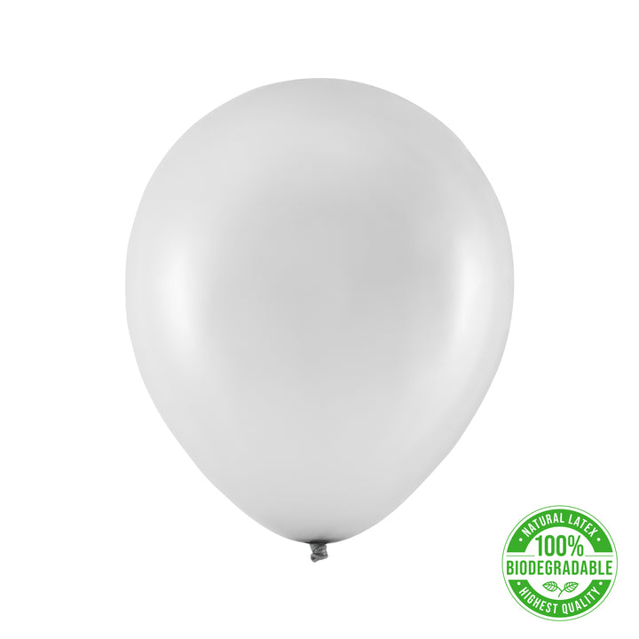 Balon Biodegradowalny metaliczny srebrny 12cali 100szt