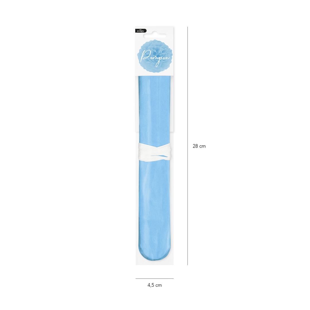 Pompon bibułowy, baby blue, 25 cm
