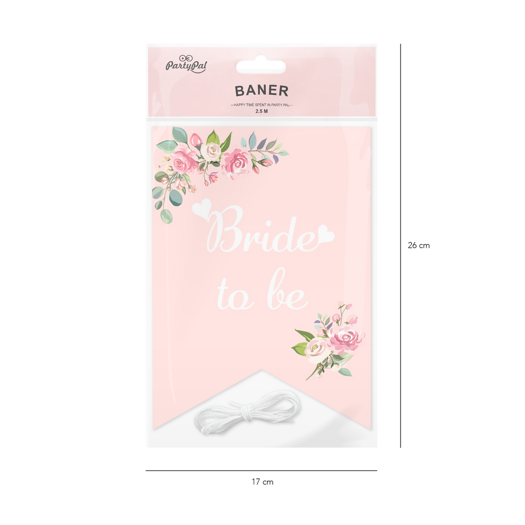 Baner na wieczór panieński Bride to be Kwiaty różowy 250cm