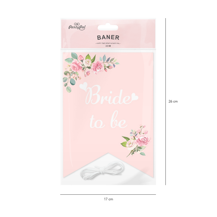 Baner na wieczór panieński Bride to be Kwiaty różowy 250cm