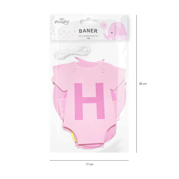 Baner Baby Shower Słonik różowy 300 cm