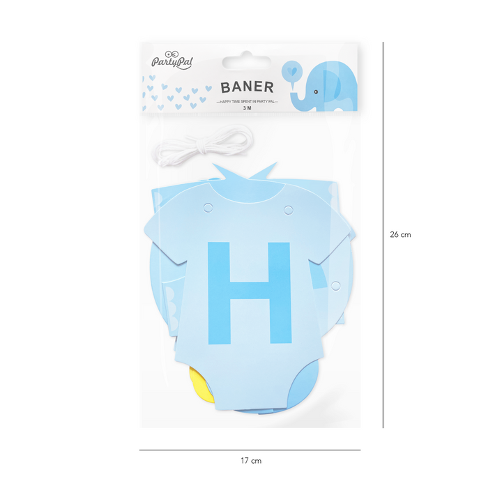 Baner Baby Shower Słonik niebieski 300 cm