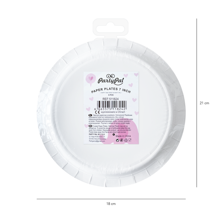 Talerzyk papierowy Baby Shower Słonik różowy 7cali 6szt.