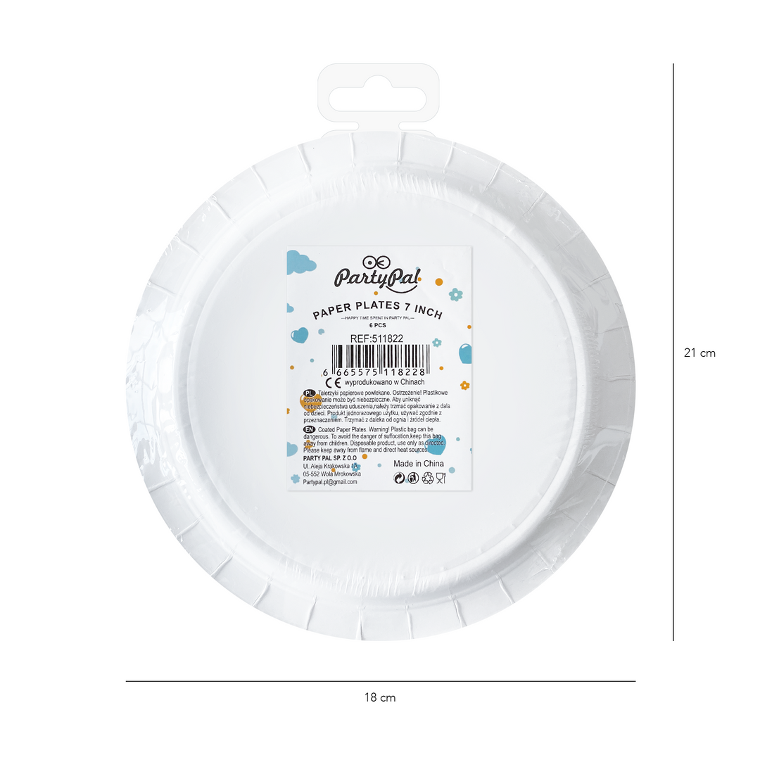 Talerzyk papierowy Baby Shower Bocian niebieski 7cali 6szt.