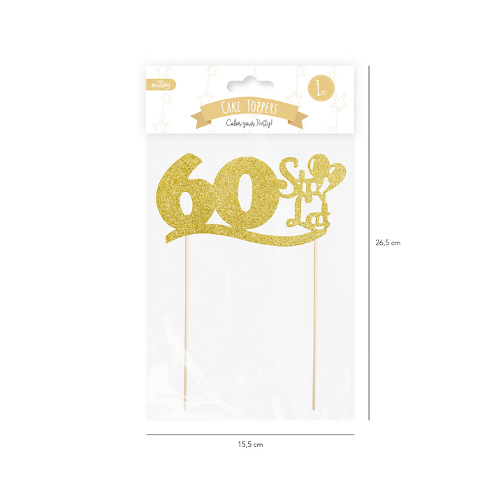 Golden 60th birthday cake toppers