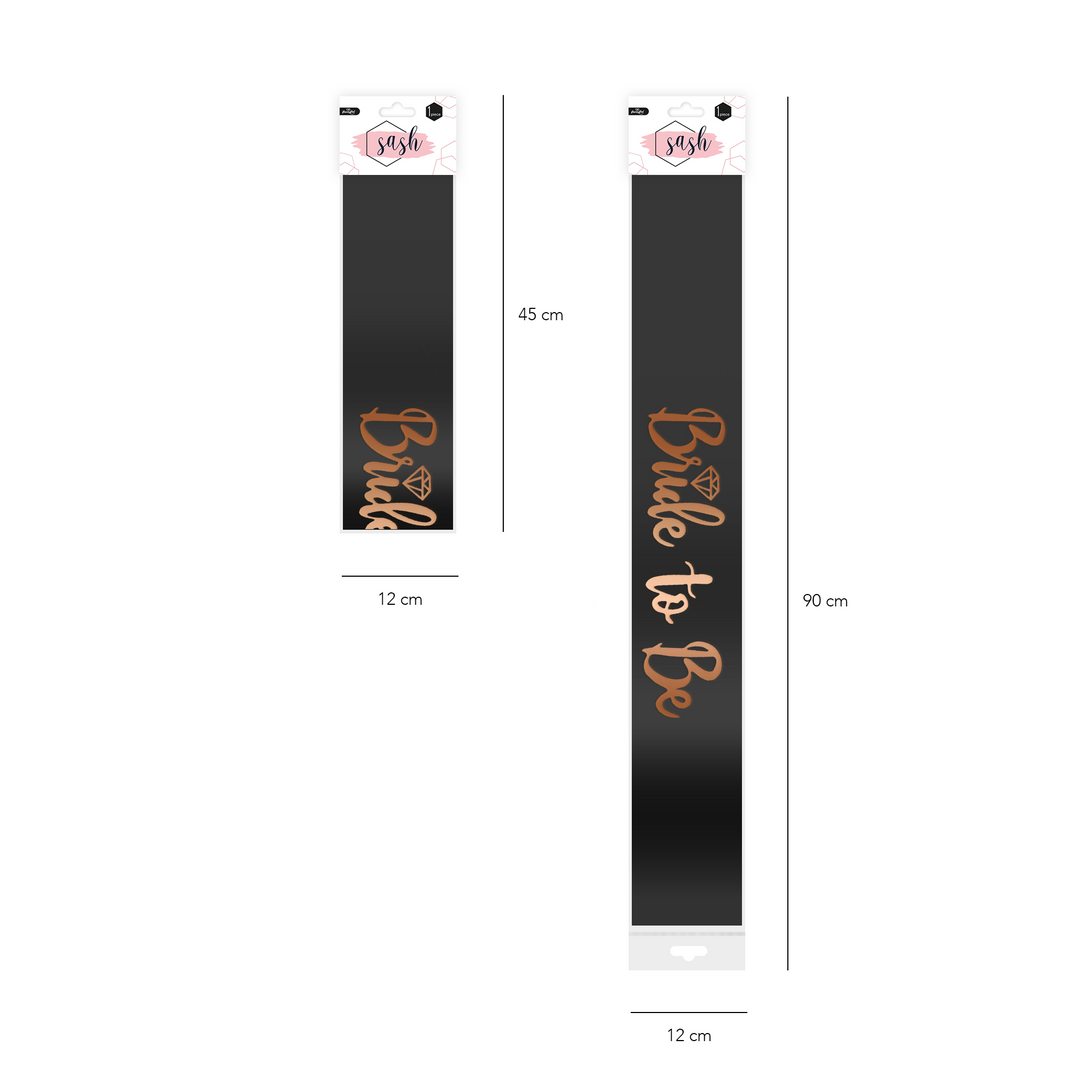 Szarfa na wieczór panieński Bride to Be czarna-rose gold 160cm