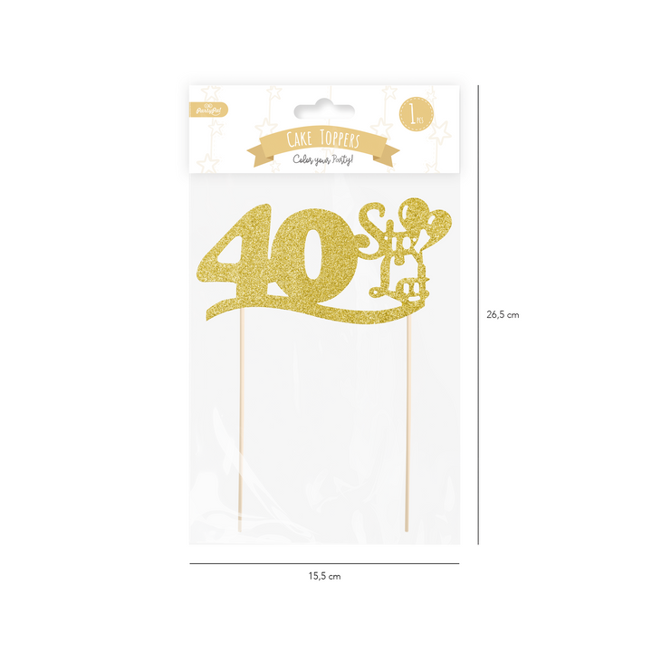 Gold 40th birthday cake toppers