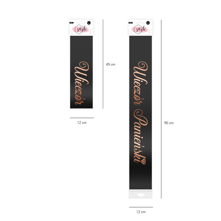 Szarfa na wieczór panieński czarna-rose gold 160cm