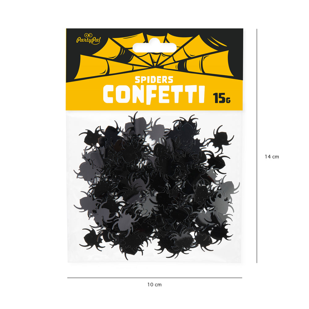 Konfetti foliowe Halloween Pająki czarne w opakowaniu