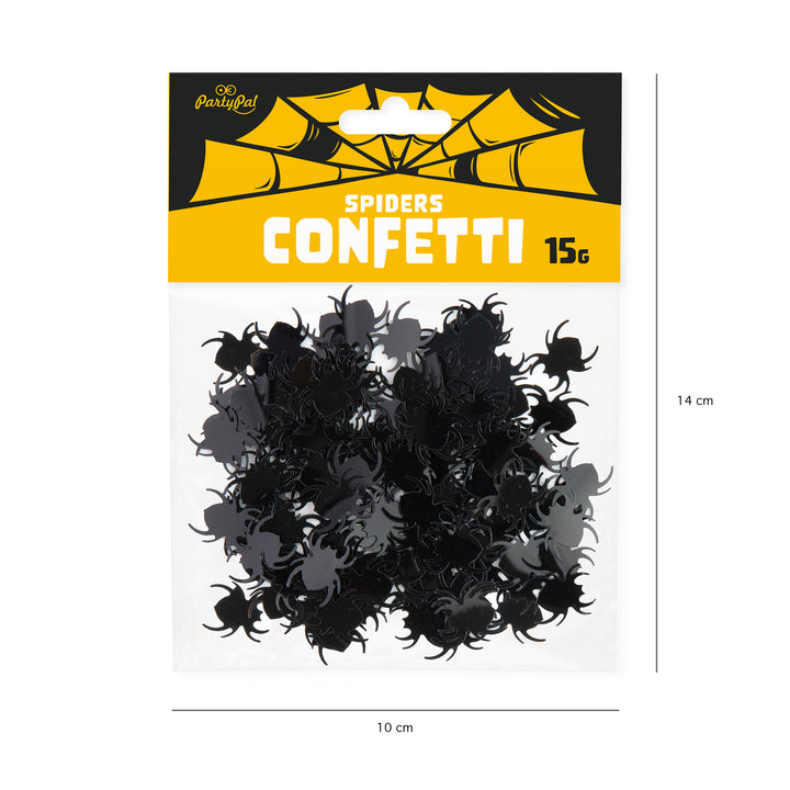Konfetti foliowe Halloween Pająki czarne w opakowaniu
