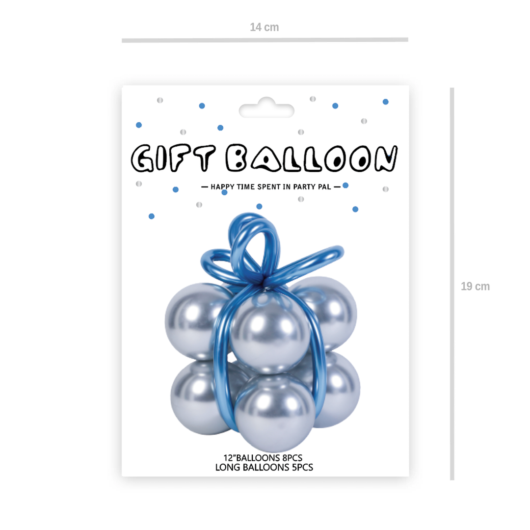 Zestaw balonów prezent srebrny chrom