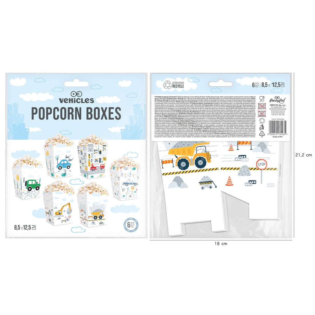 Pudełka na popcorn z kolekcji Auta - opakowanie