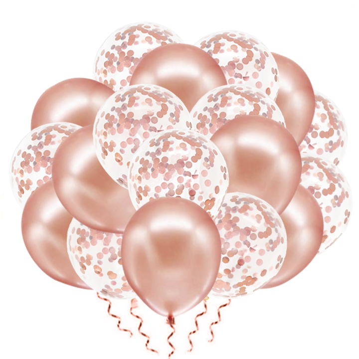 Zestaw balonów rose gold z konfetti 12 cali 20szt