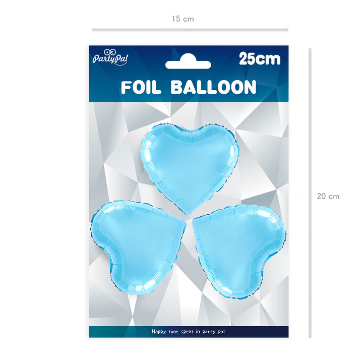 Balon foliowy Serce jasnoniebieski 9cali 3szt.